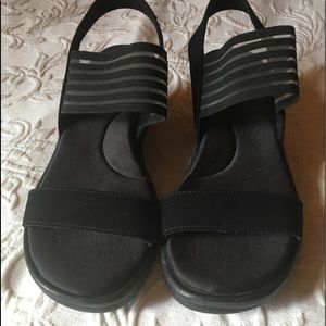 Sketchers Black wedge sandals.Size 10.*** PRICE REDUCED***